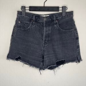 Free People We The Free Cut-off Denim Shorts Washed Black Button Fly - Size 26